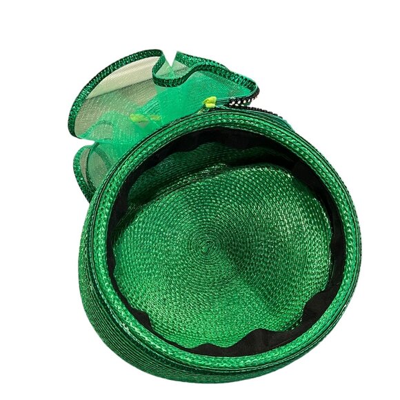 Elegant Green Fascinator Hat With Mesh & Rhinestones - Picture 9 of 9